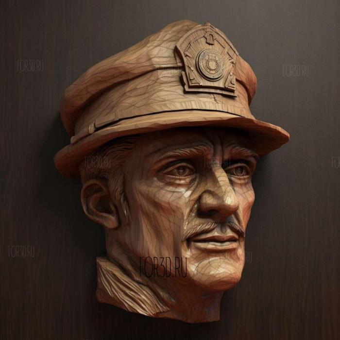 Head of fireman 3 stl model for CNC